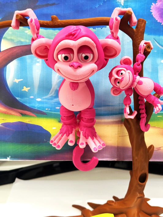 2pcs Articulated Monkey, 3D Printed Fidget Toy, Posable, Hangable Monkeys, Stands on Its Own for Fun Poses and Display-AM001-MC-PB