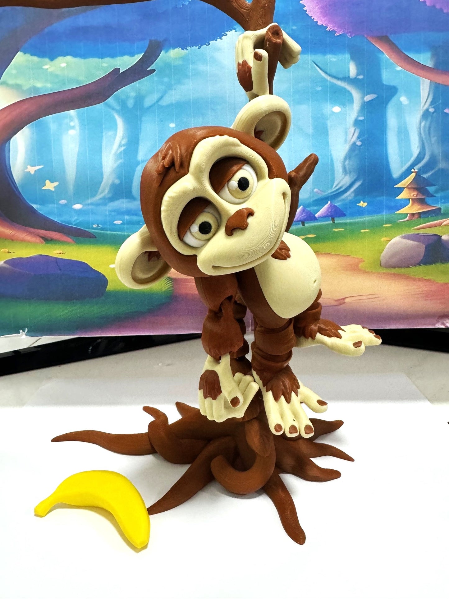 2pcs Articulated Monkey, 3D Printed Fidget Toy, Posable, Hangable Monkeys, Stands on Its Own for Fun Poses and Display-AM001-MC-BROWN
