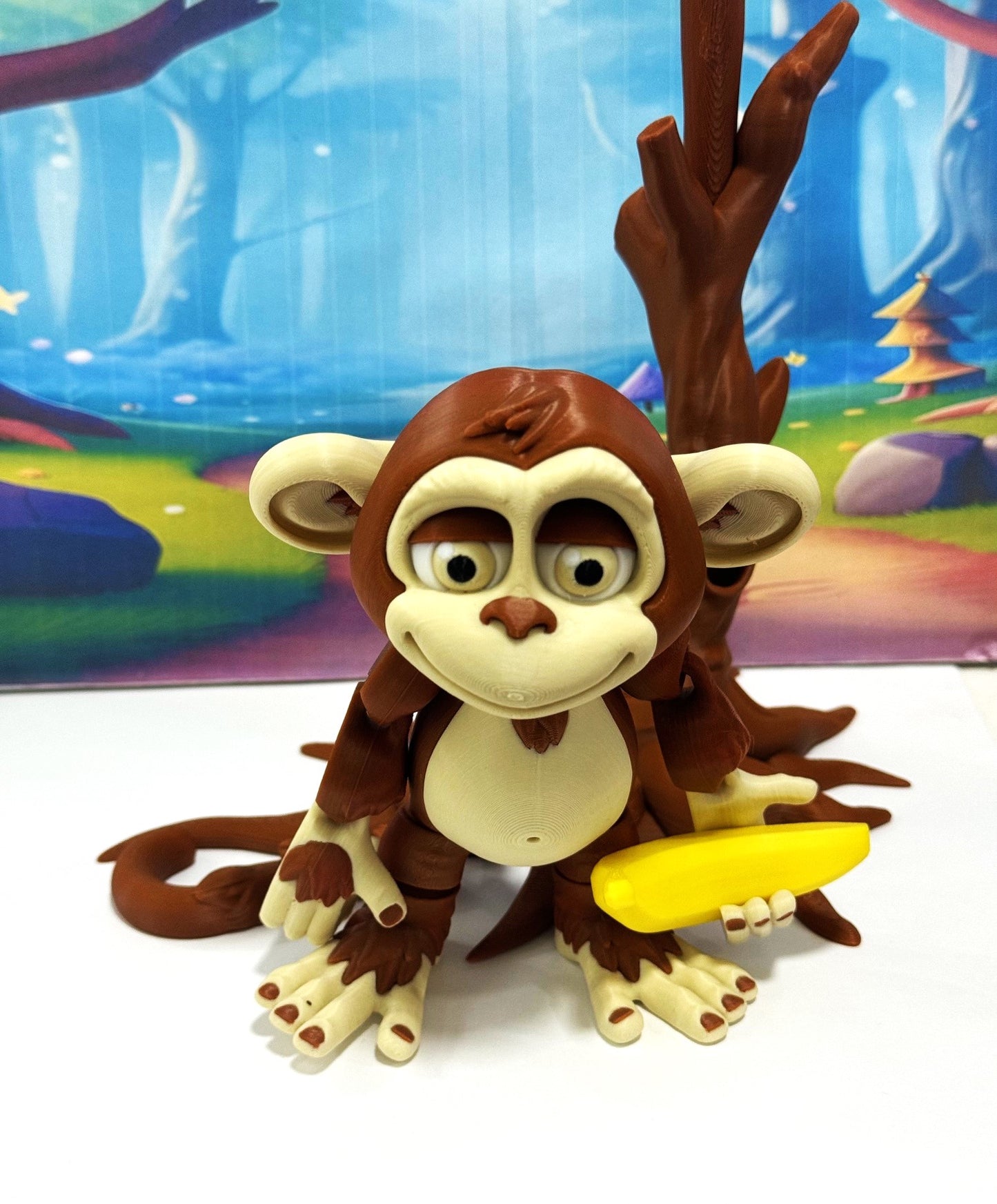 2pcs Articulated Monkey, 3D Printed Fidget Toy, Posable, Hangable Monkeys, Stands on Its Own for Fun Poses and Display-AM001-MC-BROWN