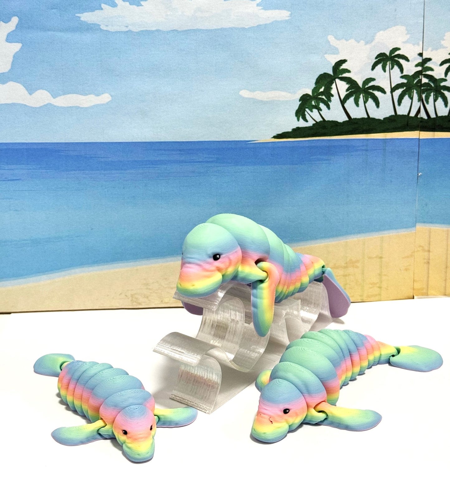 3pcs Cute Articulated Manatee, 3D Printed Sea Animal Creatures Manatee Set, Stress Relief Fidget Toys (Copy)