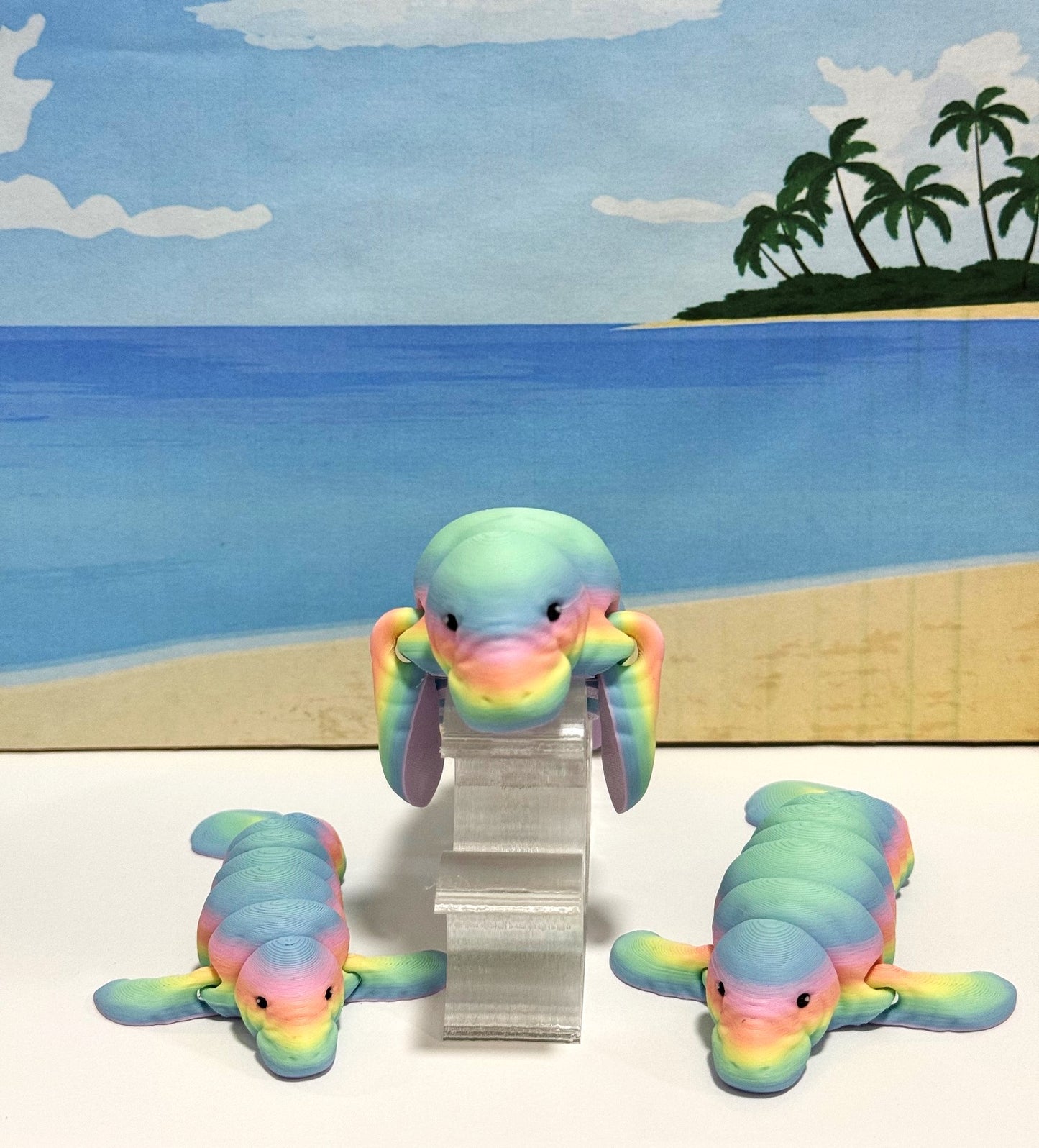 3pcs Cute Articulated Manatee, 3D Printed Sea Animal Creatures Manatee Set, Stress Relief Fidget Toys (Copy)