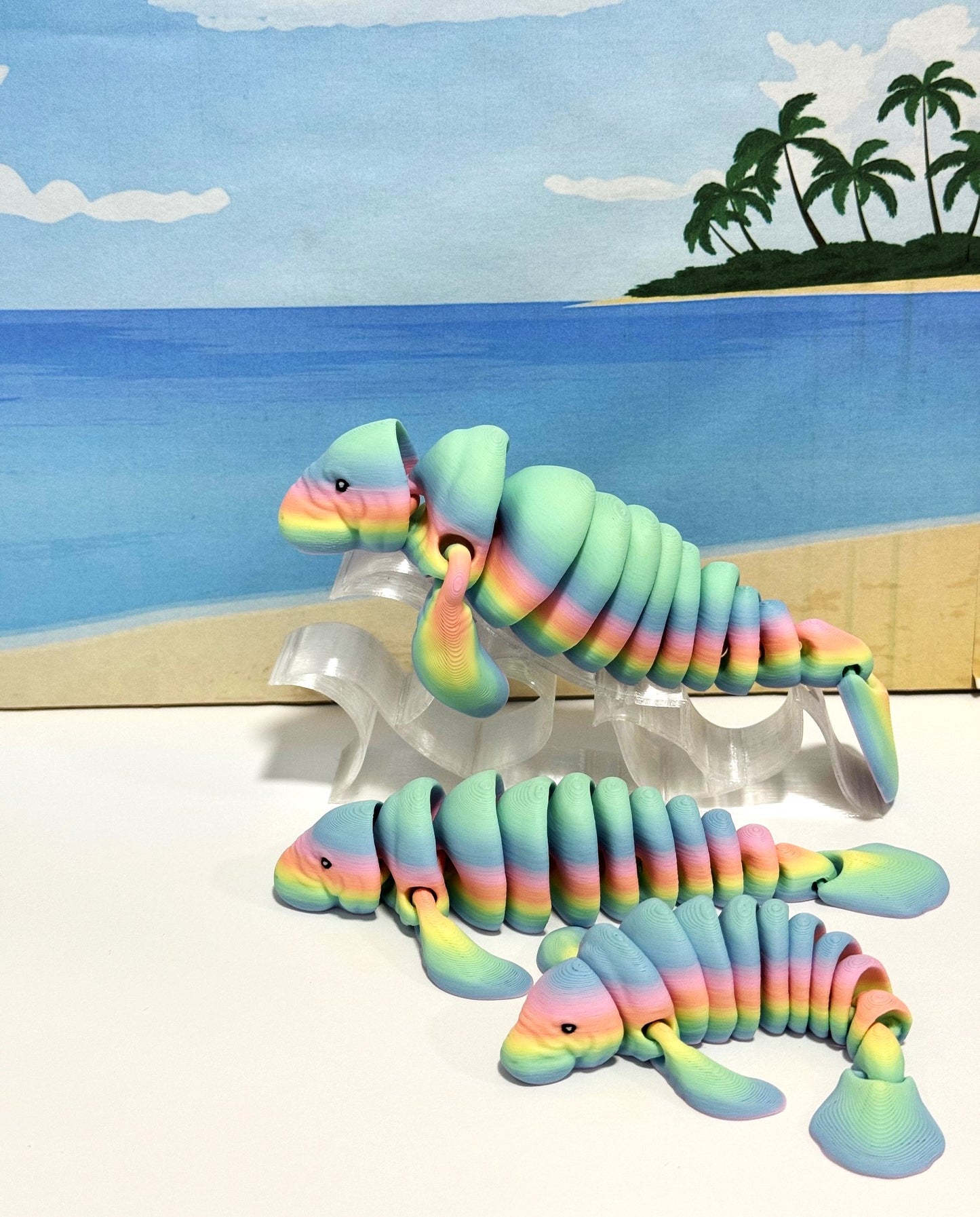 3pcs Cute Articulated Manatee, 3D Printed Sea Animal Creatures Manatee Set, Stress Relief Fidget Toys (Copy)