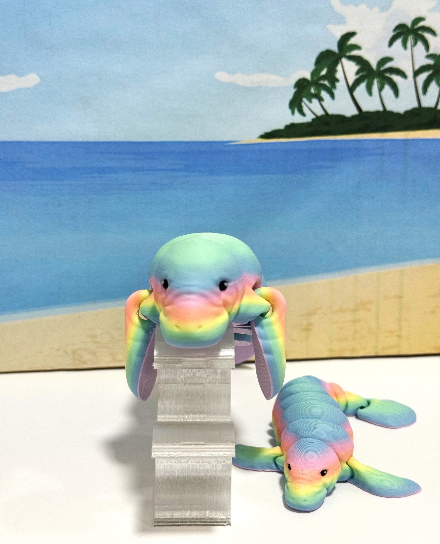 2pcs Cute Articulated Manatee, 3D Printed Sea Animal Creatures Manatees, Stress Relief Fidget Toys