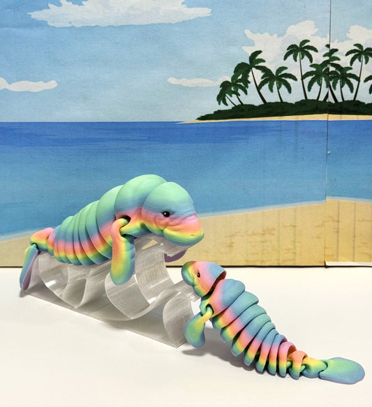 2pcs Cute Articulated Manatee, 3D Printed Sea Animal Creatures Manatees, Stress Relief Fidget Toys