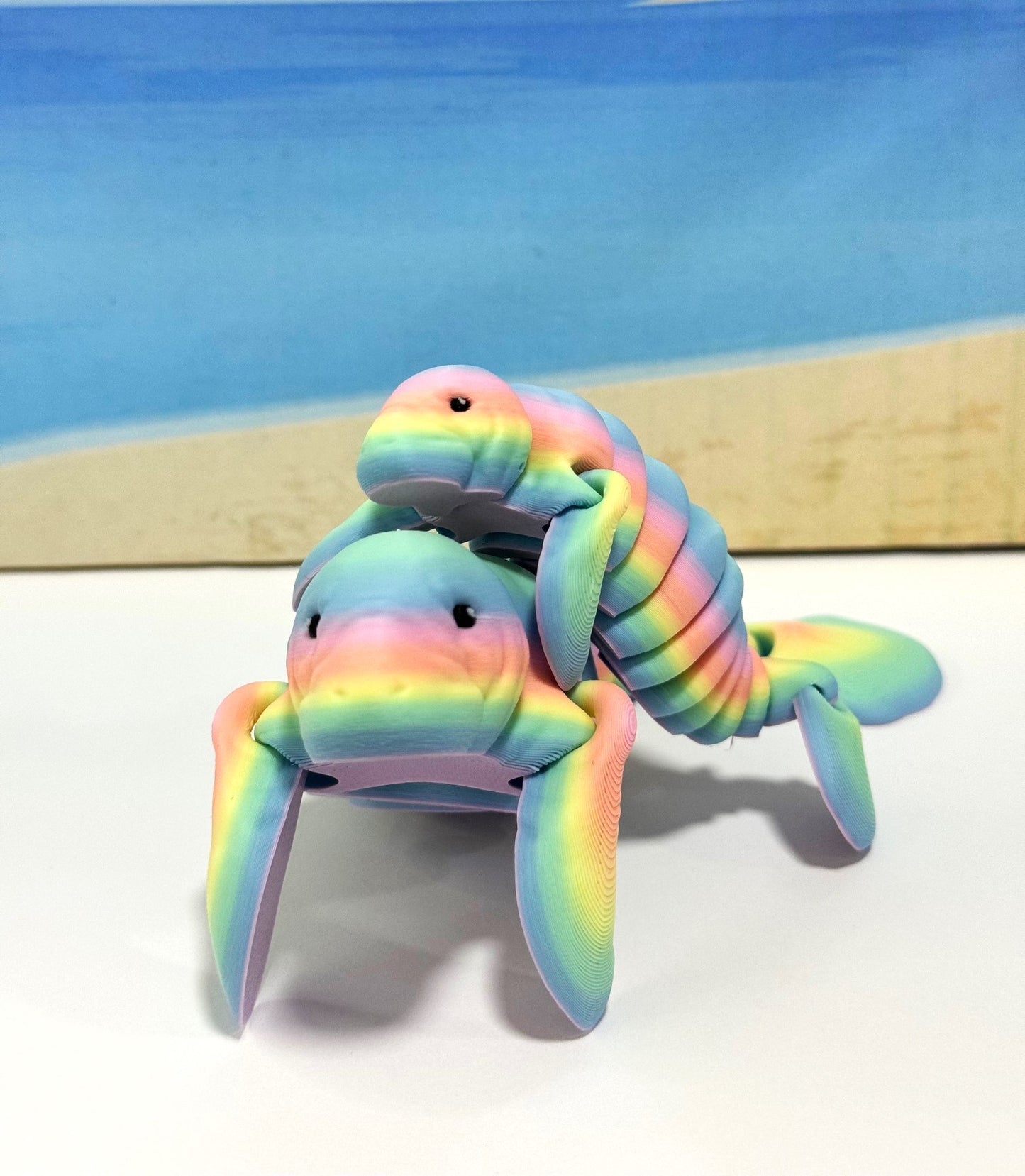 2pcs Cute Articulated Manatee, 3D Printed Sea Animal Creatures Manatees, Stress Relief Fidget Toys