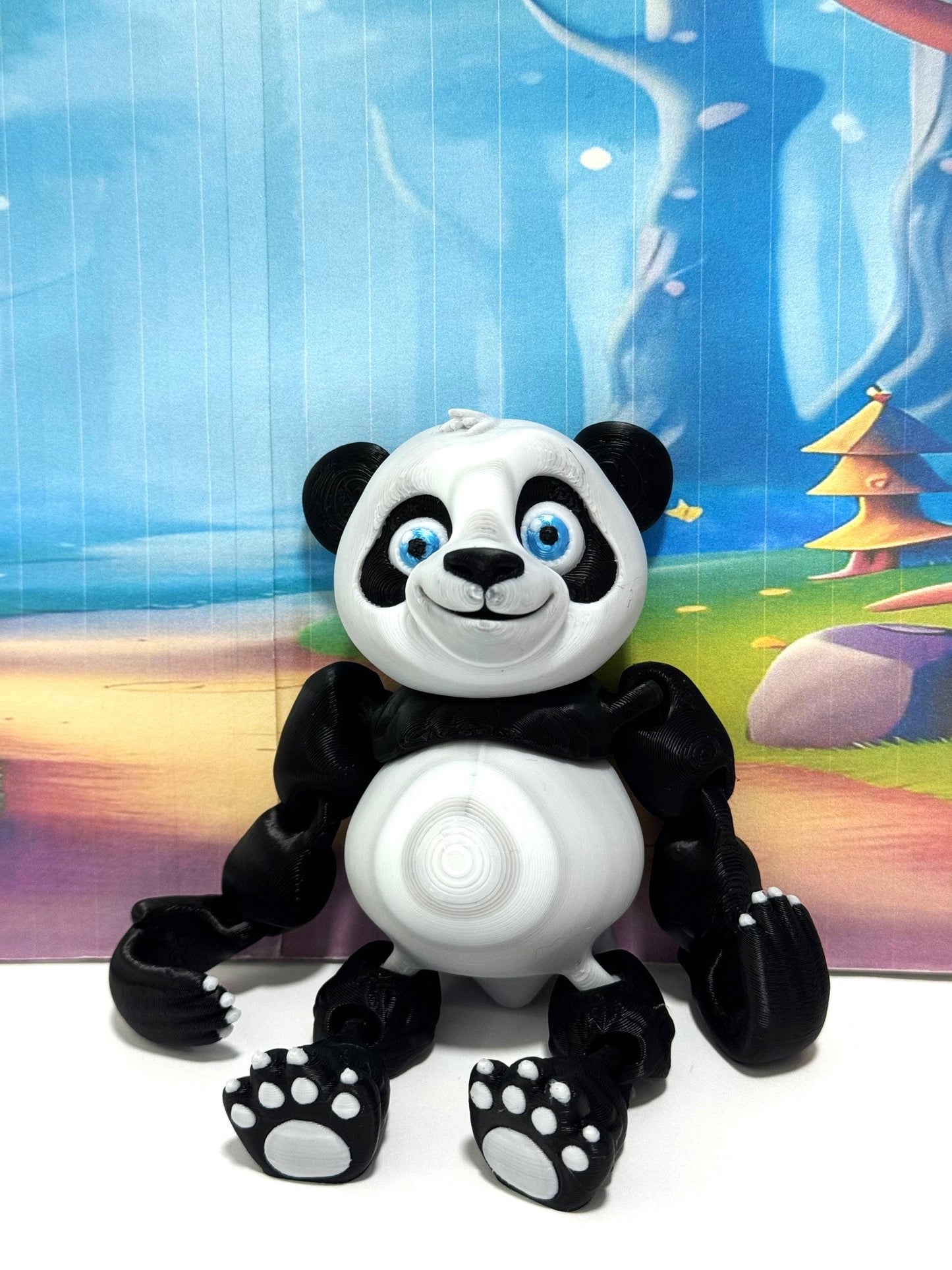 3D Printed Panda Bear, Articulated Posable Panda Bear, Stress Relief Fidget Toy - APB001-BW