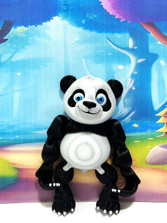 3D Printed Panda Bear, Articulated Posable Panda Bear, Stress Relief Fidget Toy - APB001-BW