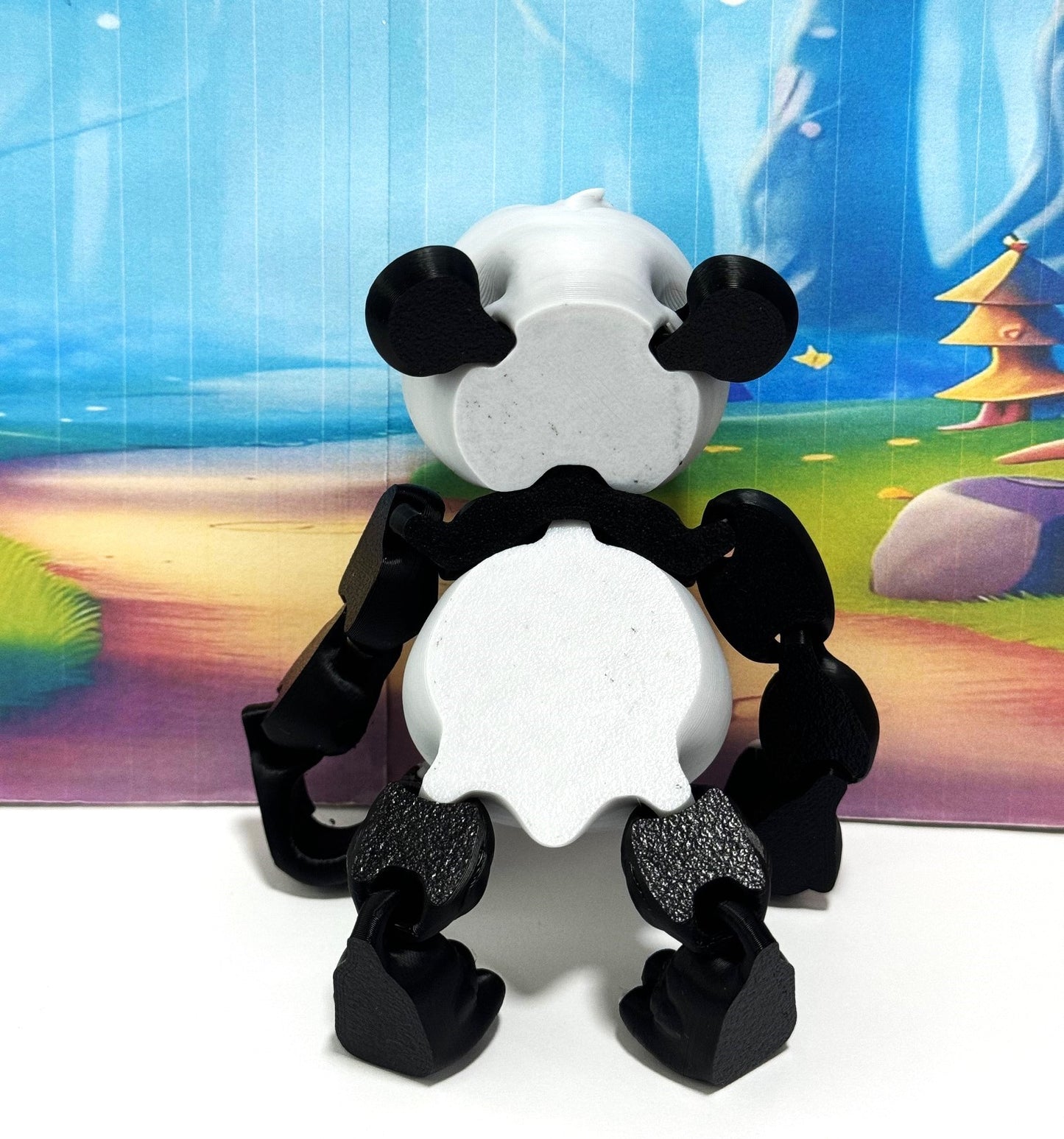 3D Printed Panda Bear, Articulated Posable Panda Bear, Stress Relief Fidget Toy - APB001-BW
