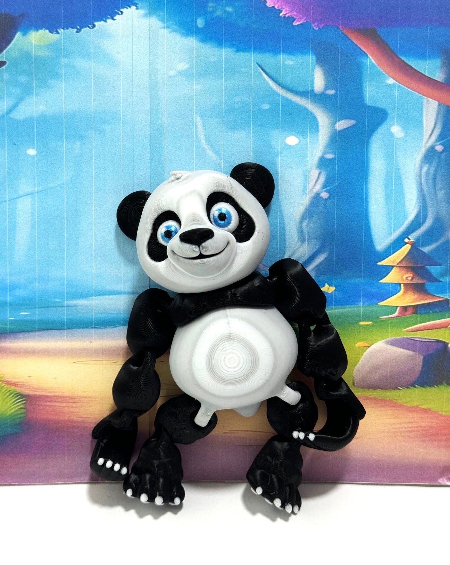 3D Printed Panda Bear, Articulated Posable Panda Bear, Stress Relief Fidget Toy - APB001-BW
