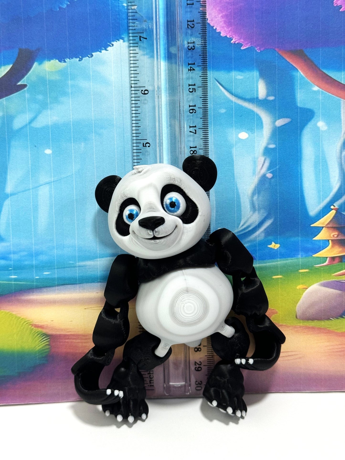 3D Printed Panda Bear, Articulated Posable Panda Bear, Stress Relief Fidget Toy - APB001-BW