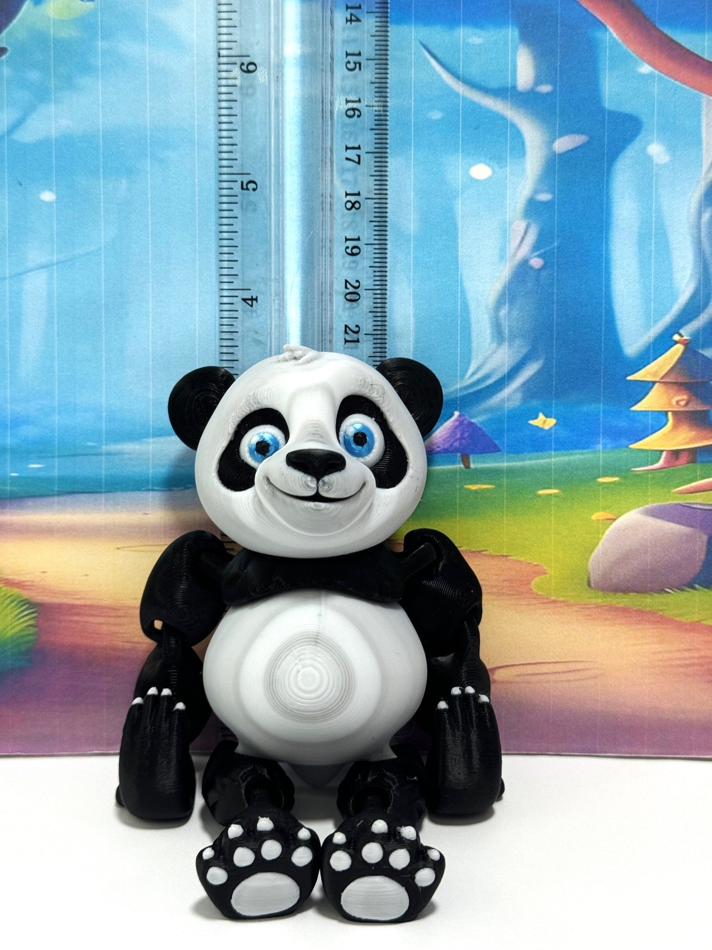 3D Printed Panda Bear, Articulated Posable Panda Bear, Stress Relief Fidget Toy - APB001-BW