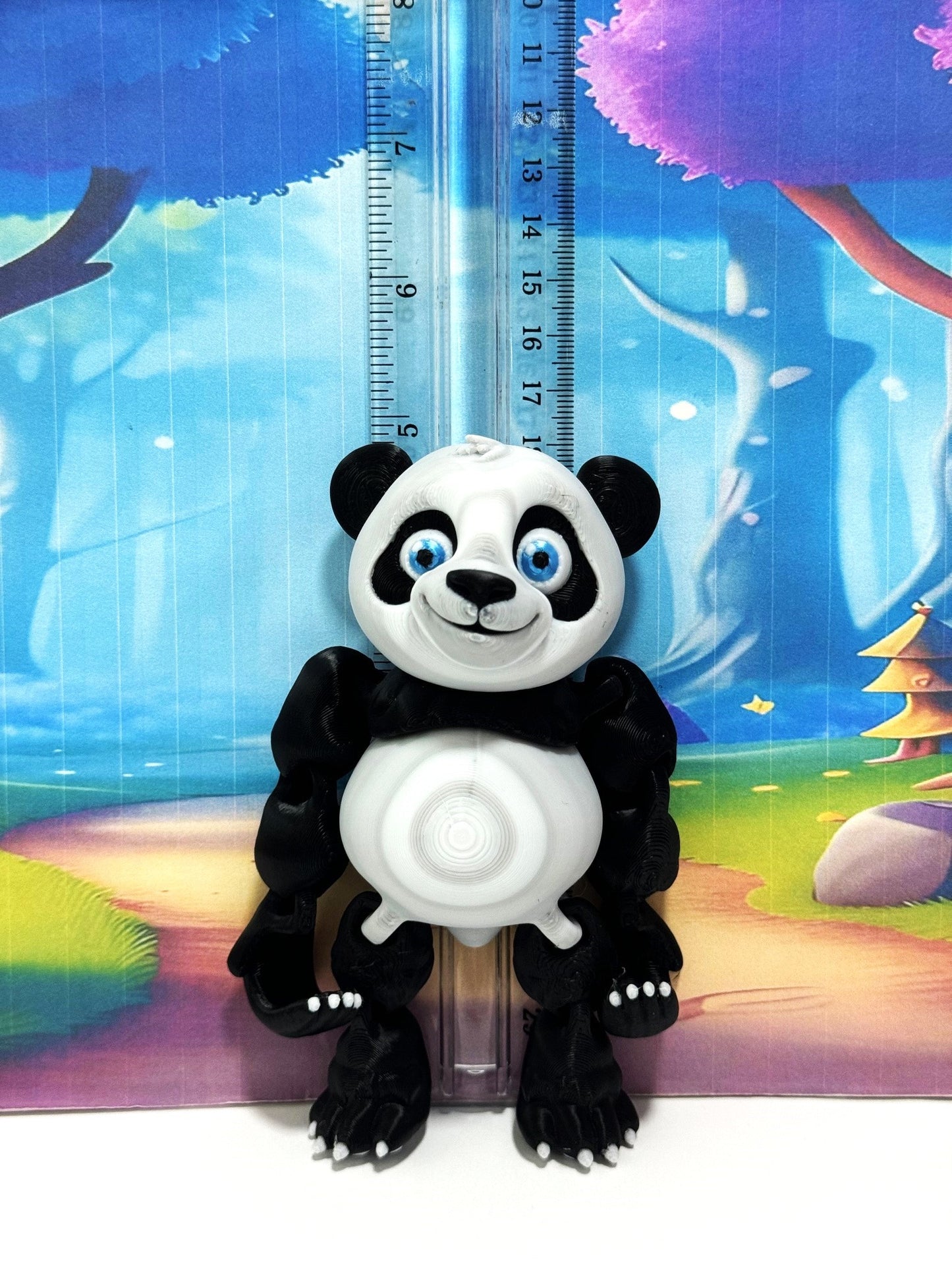 3D Printed Panda Bear, Articulated Posable Panda Bear, Stress Relief Fidget Toy - APB001-BW