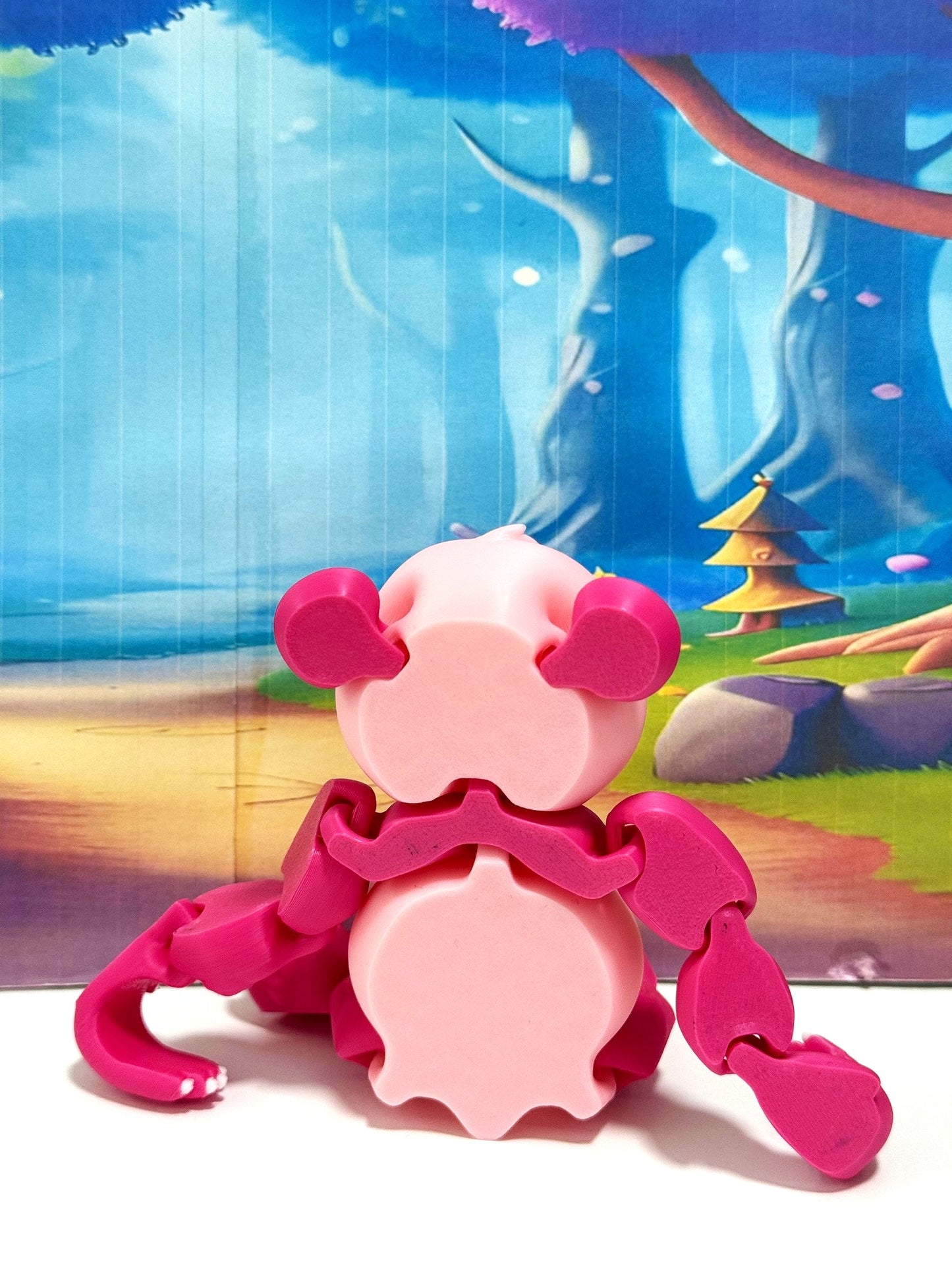 3D Printed Panda Bear, Articulated Posable Panda Bear, Stress Relief Fidget Toy - APB001-PINK