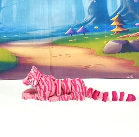 2pcs 3D Printed Tiger, Animal Creature Flexible Tiger Toys, Mother & Child Articulated Fidget Animal for Home Office Executive Desk Decoration AT001-MC-PINK