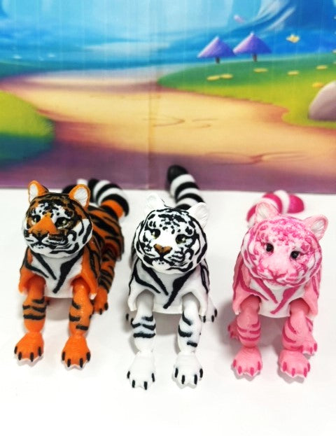 3pcs 3D Printed Tiger, Animal Creature Flexible Tiger Toys, Articulated Fidget Animal for Home Office Executive Desk Decoration AT001-3X