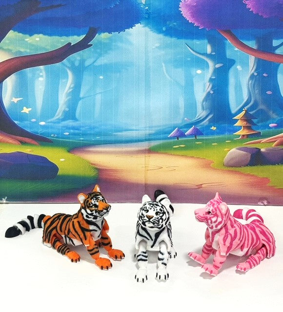 3pcs 3D Printed Tiger, Animal Creature Flexible Tiger Toys, Articulated Fidget Animal for Home Office Executive Desk Decoration AT001-3X