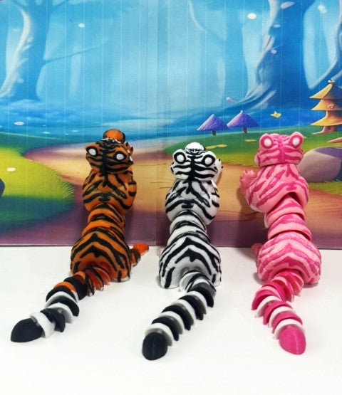 3pcs 3D Printed Tiger, Animal Creature Flexible Tiger Toys, Articulated Fidget Animal for Home Office Executive Desk Decoration AT001-3X