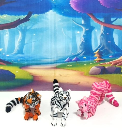 3pcs 3D Printed Tiger, Animal Creature Flexible Tiger Toys, Articulated Fidget Animal for Home Office Executive Desk Decoration AT001-3X