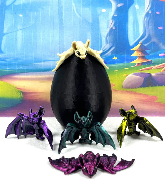 5Pcs 3D Printed Bat with Eggs, 3D Printed Egg, Articulated Fidget Toys for Halloween Decor, Colorful Articulated Bats Party Decorations