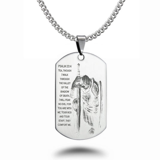 Personalize Stainless Steel Dog Tag Necklace for Men, New Dog Tag Pendant with Curb Chain 24 Inches SSN836-S