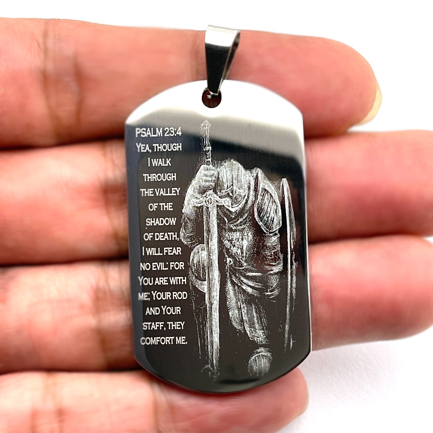 Personalize Stainless Steel Dog Tag Necklace for Men, New Dog Tag Pendant with Curb Chain 24 Inches SSN836-S