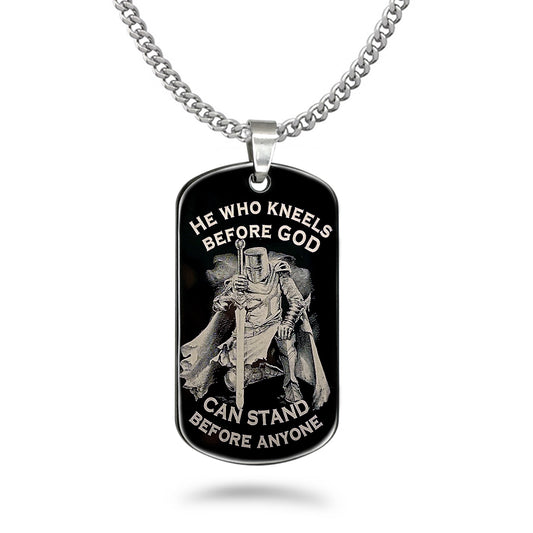 Stainless Steel Dog Tag Necklace for Men, Black Plated Dog Tag Pendant with Curb Chain Necklace 24 Inches SSN839