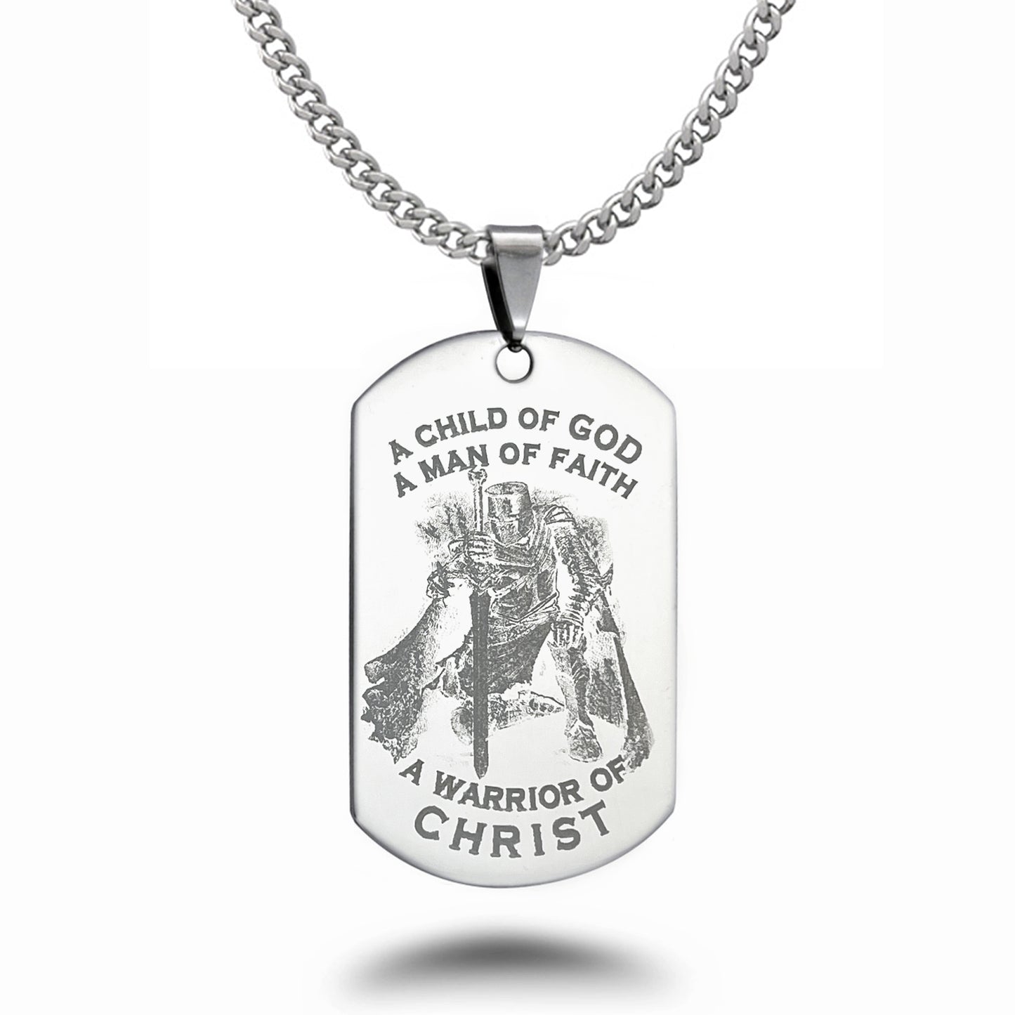 Stainless Steel Dog Tag Necklace for Men, Personalized Dog Tag Pendant with Curb Chain Necklace 24 Inches SSN839-S