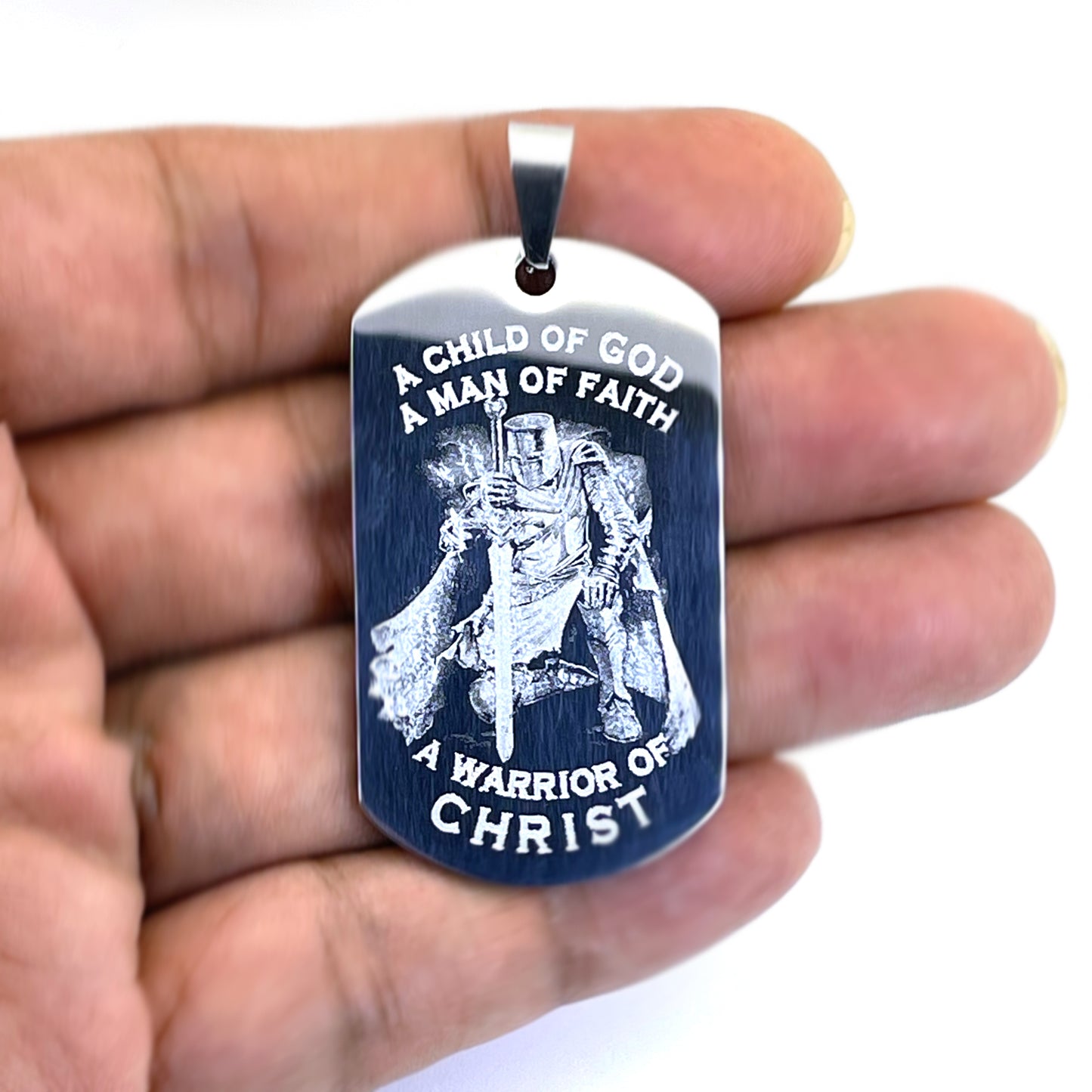 Stainless Steel Dog Tag Necklace for Men, Personalized Dog Tag Pendant with Curb Chain Necklace 24 Inches SSN839-S