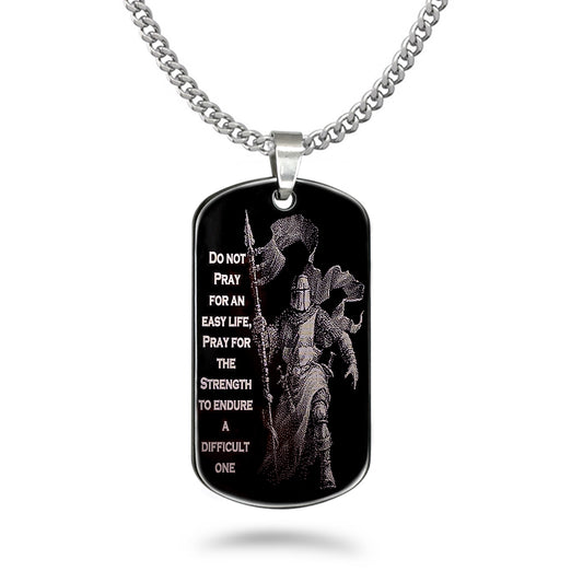 Stainless Steel Dog Tag Necklace for Men, Black Plated Dog Tag Pendant with Curb Chain 24 Inches SSN840