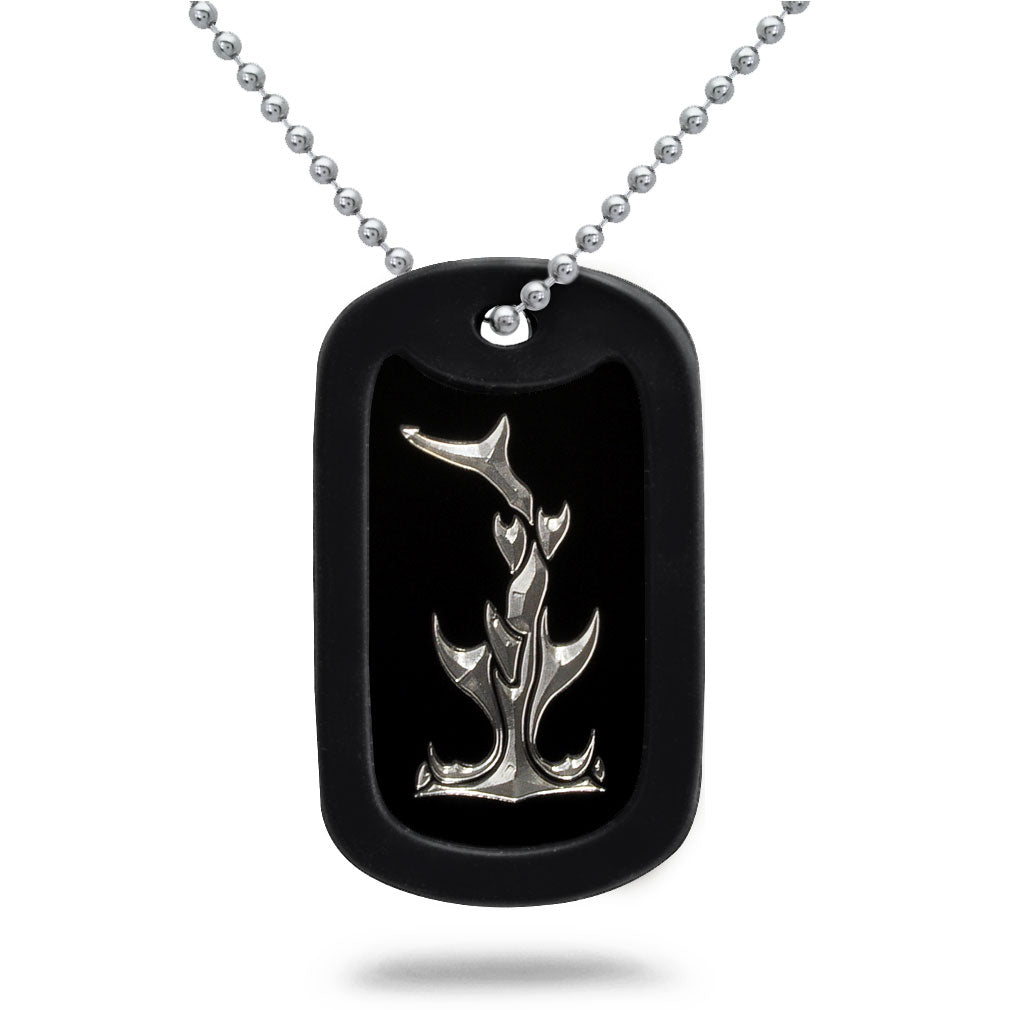Aluminum Dog Tag Necklace for Men, Laser Engraved Hammerhead Shark Black Plated Dog Tag Pendant with Bead Chain 24 Inches AN104