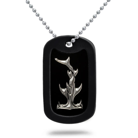 Aluminum Dog Tag Necklace for Men, Laser Engraved Hammerhead Shark Black Plated Dog Tag Pendant with Bead Chain 24 Inches AN104
