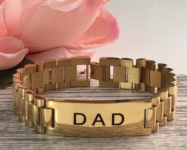 Personalized Bracelet for Men 15mm Stainless Steel Gold ID Bracelet Custom Gift for For Men and Women SSB223-G (Copy)