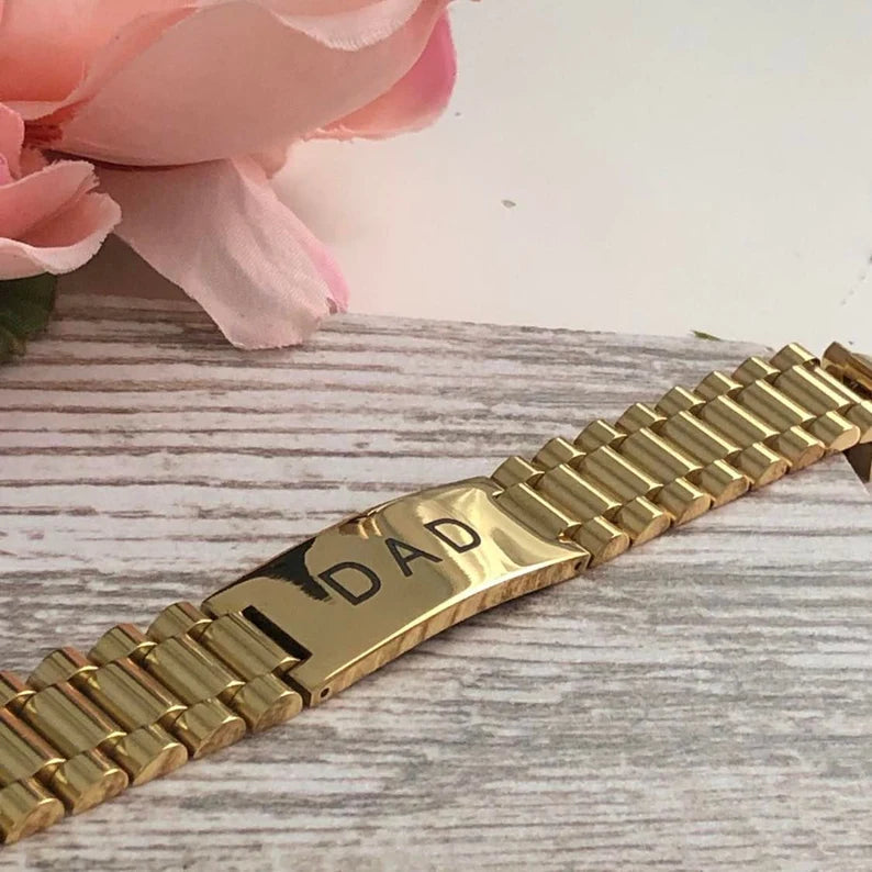Personalized Bracelet for Men 15mm Stainless Steel Gold ID Bracelet Custom Gift for For Men and Women SSB223-G (Copy)