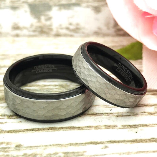Tungsten Rings, Personalized His & Hers Couples Ring Set, 8mm/6mm  Anniversary Ring Set