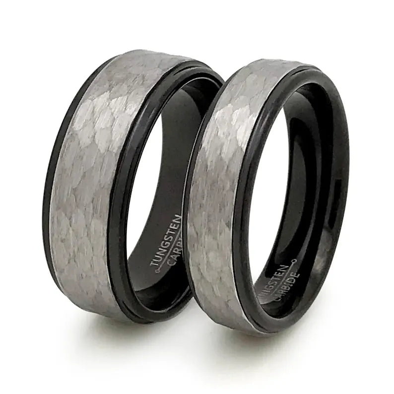 Tungsten Rings, Personalized His & Hers Couples Ring Set, 8mm/6mm  Anniversary Ring Set