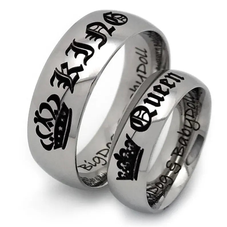 8MM/6MM Titanium Wedding Rings, Personalized His & Hers Couples Ring Set, Anniversary Ring Set TRB218