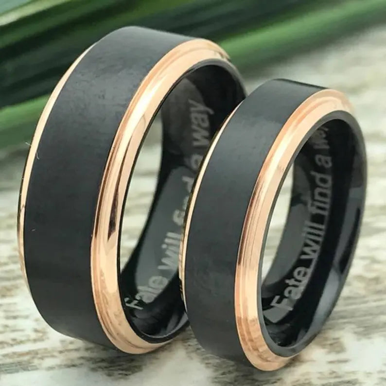 Tungsten Rings, Personalized His & Hers Couples Ring Set, 8mm/6mm  Anniversary Ring Set
