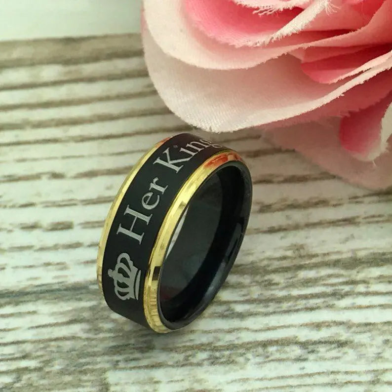8mm/6mm Personalized His & Hers Tungsten Ring, Couples Ring Set, Anniversary Ring Set
