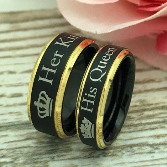 8mm/6mm Personalized His & Hers Tungsten Ring, Couples Ring Set, Anniversary Ring Set