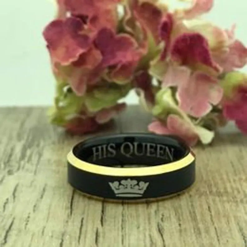 8mm/6mm Personalized His & Hers Tungsten Ring, Couples Ring Set, Anniversary Ring Set