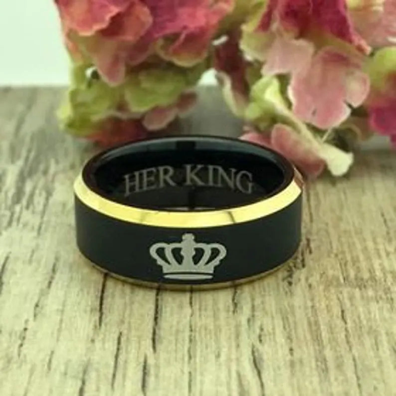 8mm/6mm Personalized His & Hers Tungsten Ring, Couples Ring Set, Anniversary Ring Set