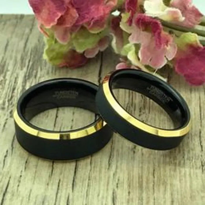 8mm/6mm Personalized His & Hers Tungsten Ring, Couples Ring Set, Anniversary Ring Set