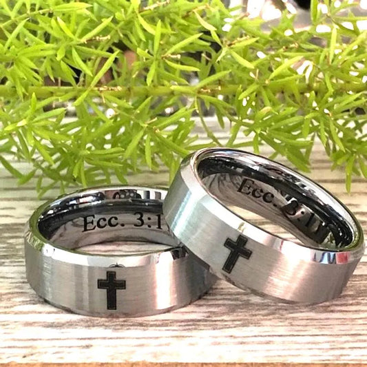 Titanium Rings, Personalized His & Hers Couples Ring Set, 8mm/6mm  Anniversary Ring Set