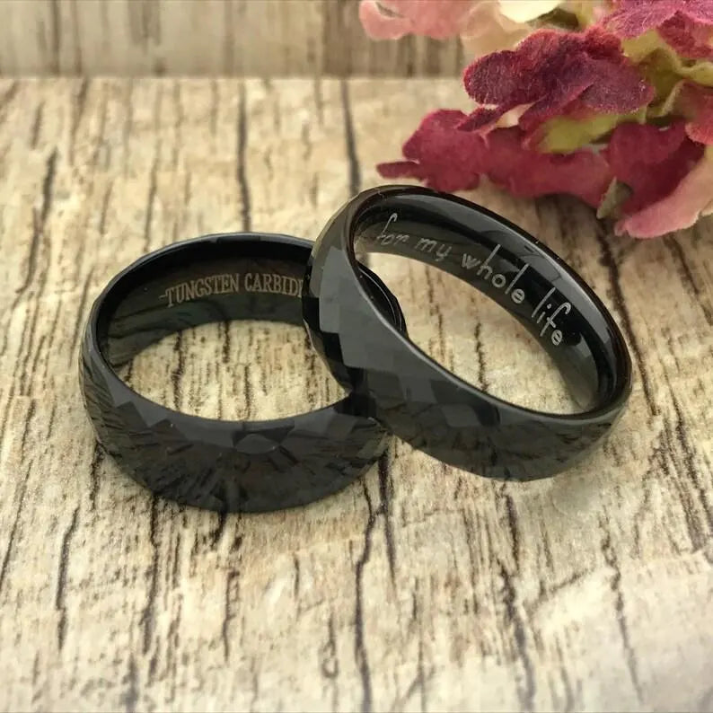 8mm/6mm Tungsten Weeing Rings, Personalized His & Hers Tungsten Ring, Couples Ring Set