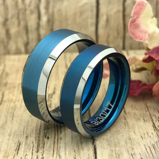 Tungsten Rings, Personalized His & Hers Couples Ring Set, 8mm/6mm  Anniversary Ring Set