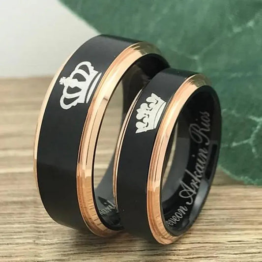 Tungsten Rings, Personalized His & Hers Couples Ring Set, 8mm/6mm  Anniversary Ring Set