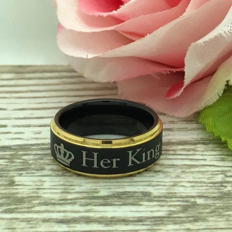 8mm/6mm Personalized His & Hers Tungsten Ring, Couples Ring Set, Anniversary Ring Set