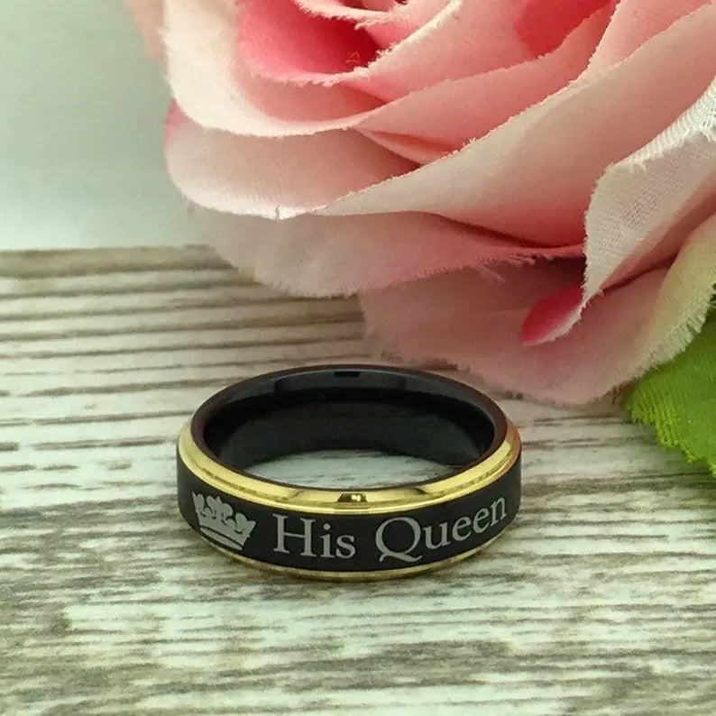 8mm/6mm Personalized His & Hers Tungsten Ring, Couples Ring Set, Anniversary Ring Set