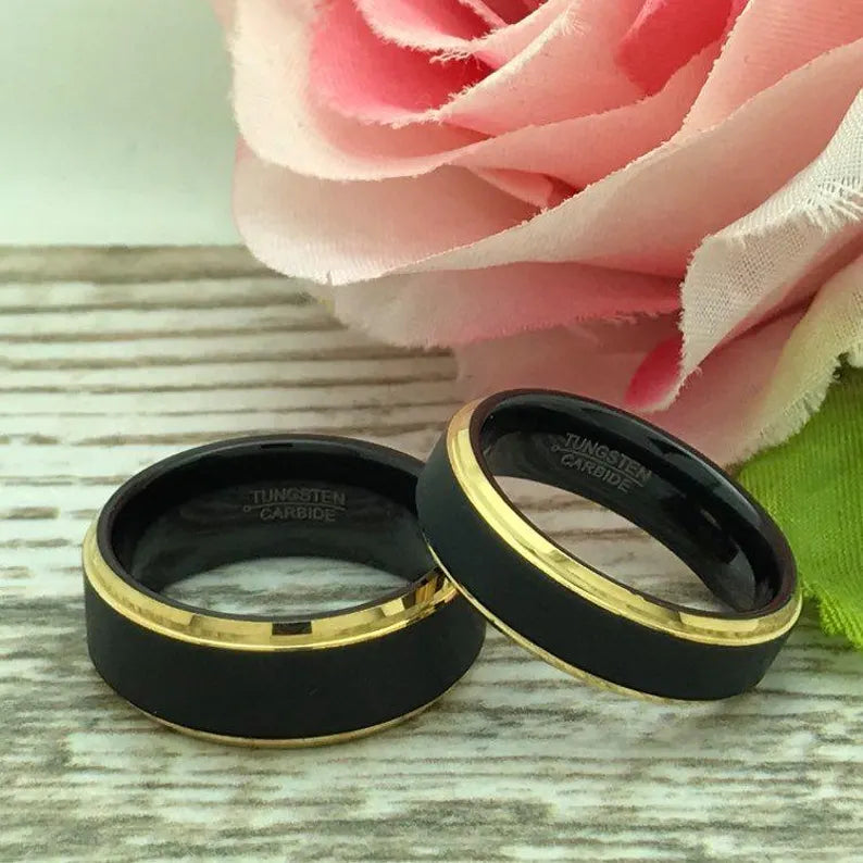 8mm/6mm Personalized His & Hers Tungsten Ring, Couples Ring Set, Anniversary Ring Set