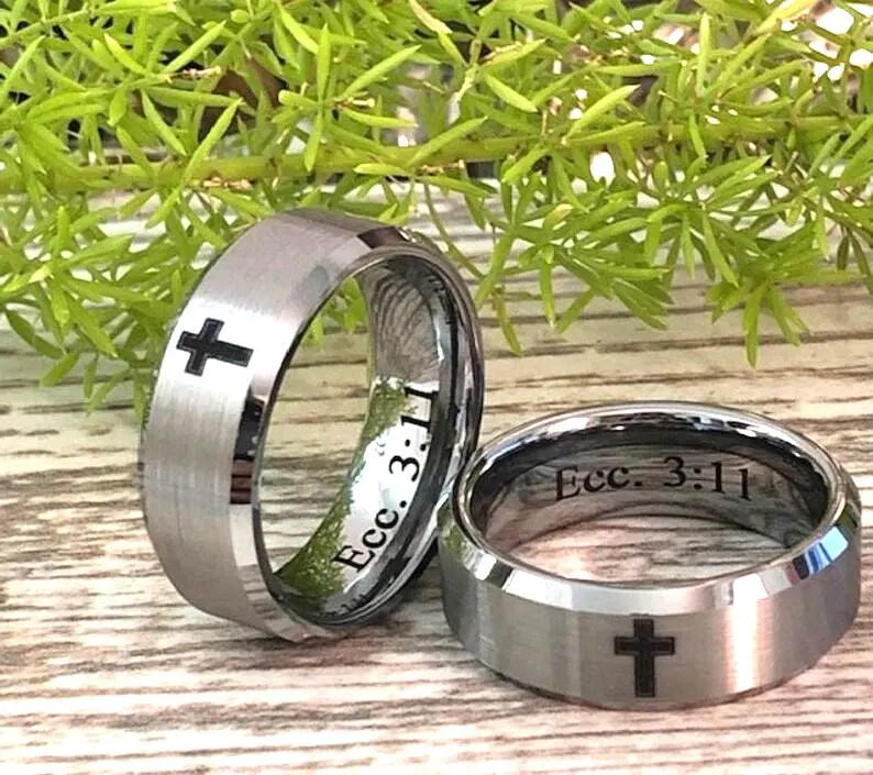 Titanium Rings, Personalized His & Hers Couples Ring Set, 8mm/6mm  Anniversary Ring Set